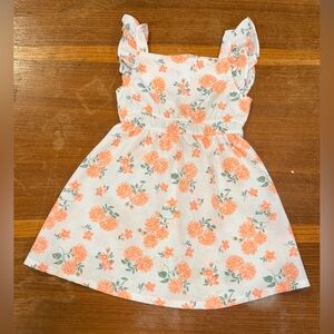 Draper James White w/ Orange Floral All over Print Dress ruffles Easter Picnic